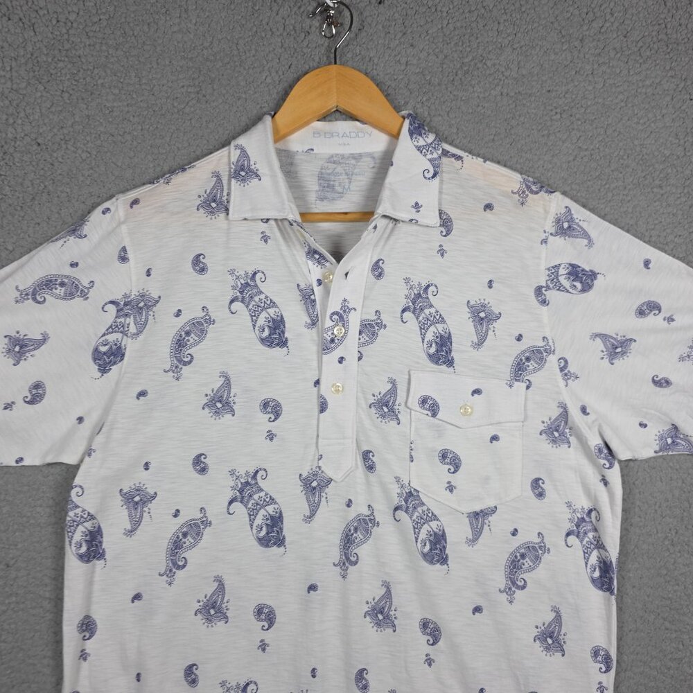 B Draddy Parsons Polo Shirt Mens Medium 100% Organic Pima 4 Button Lightweight - Picture 2 of 9